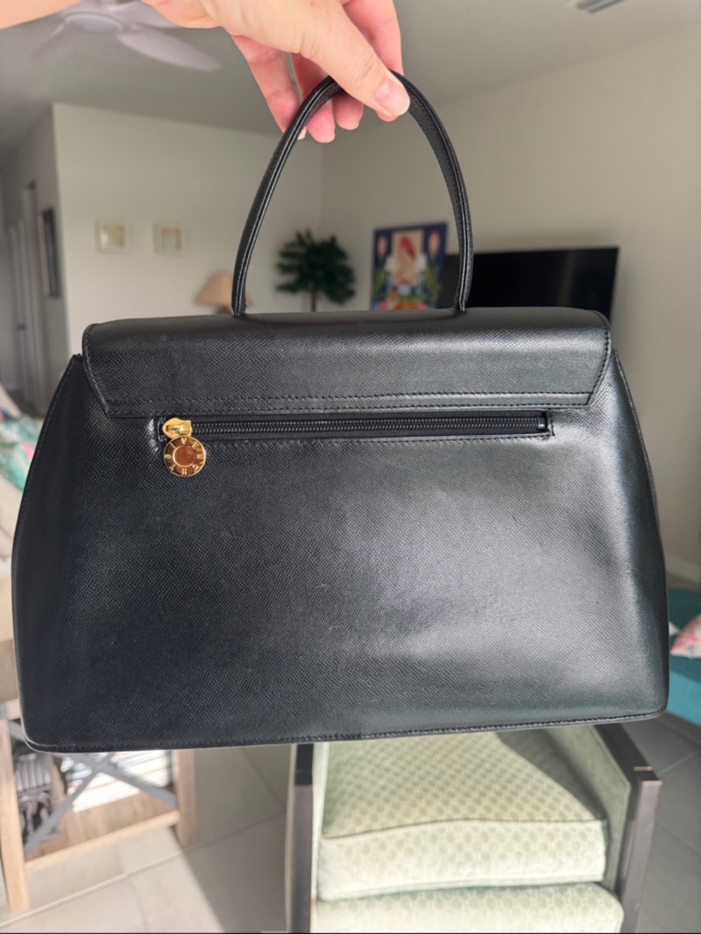 Givenchy Black Leather Top-Handle Satchel with Gold Medallion - Picture 4 of 10
